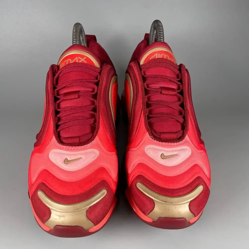 Size 6Y Womens 7.5 Nike Air Max 720 Crimson Red Gold Running Shoe Casual Sneaker